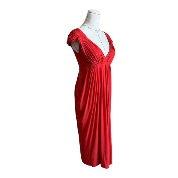 Vintage 90s Y2K Donna Karan Orange Pleated Draped Dress sz Small Made in Italy - Picture 9 of 15